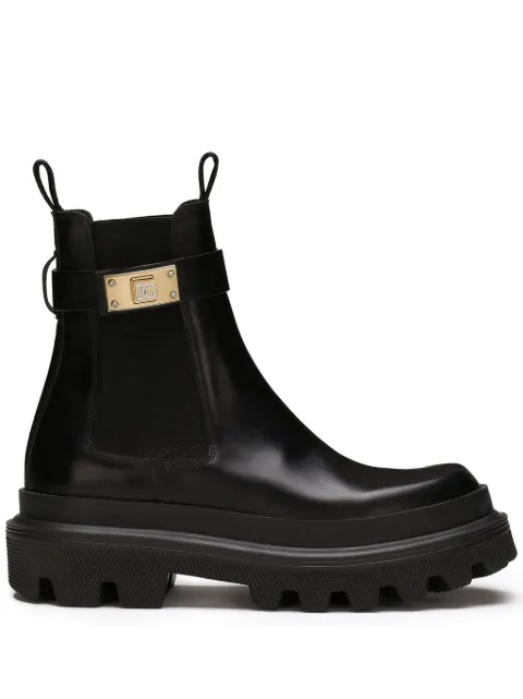 Dolce & Gabbana branded-strap leather Chelsea boots Black CT1002AB640