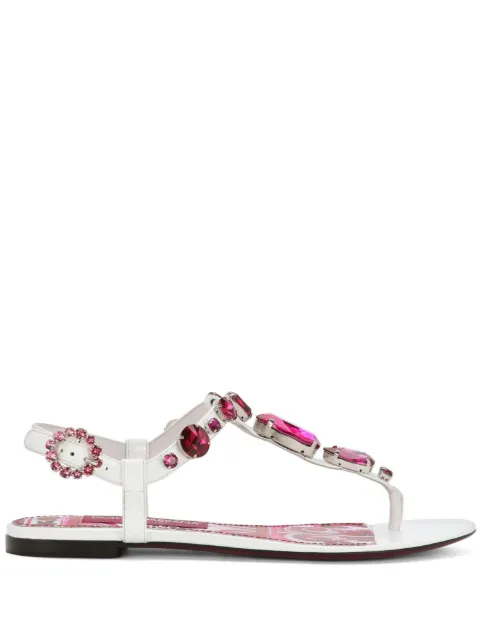 Dolce & Gabbana Majolica-print crystal-embellished sandals White CQ0294AN1968B902