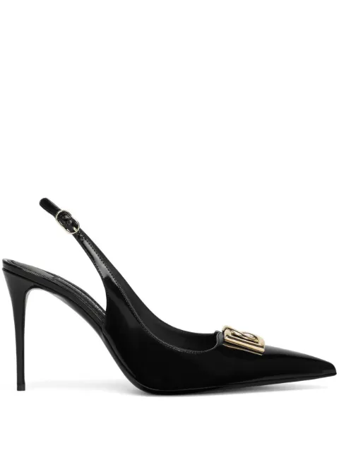 Dolce & Gabbana logo-plaque heeled slingback pumps Black CG0680A103780999