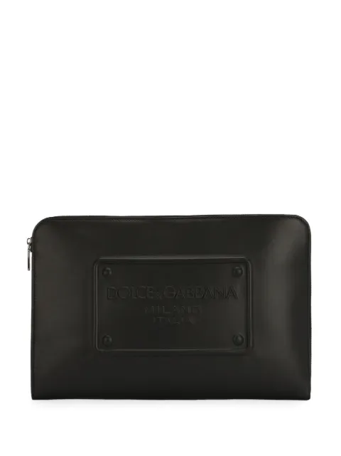 Dolce & Gabbana logo-debossed leather clutch bag Black BM2276AG218