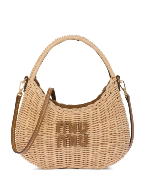 Miu Miu mini Wander wicker shoulder bag Neutrals 5BC125VOOO2BVU