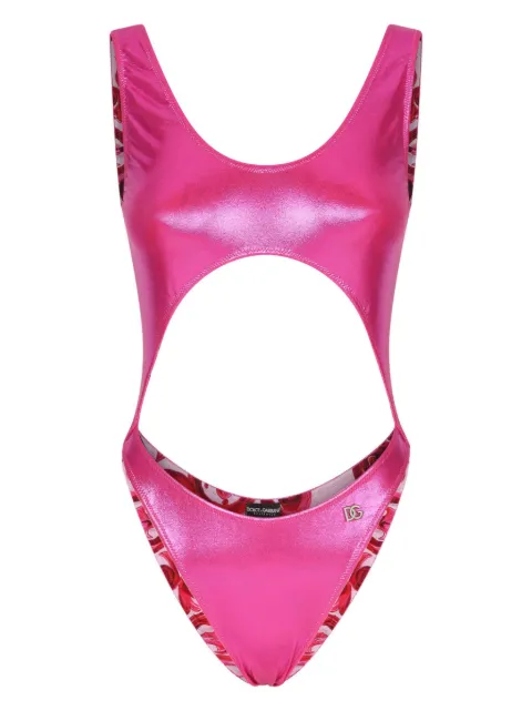 Dolce & Gabbana high-shine cut-out swimsuit Pink O9C23JFUSOV