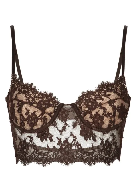 Dolce & Gabbana floral-lace corset-style bra Black O7C24TONL17