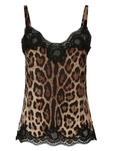 Dolce & Gabbana leopard-print lace-detailing camisole Brown O7A00TONO21