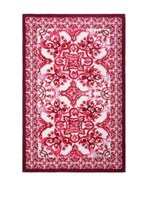 Dolce & Gabbana Majolica-print terry-cloth beach towel White O5A03JONN82HE3TN