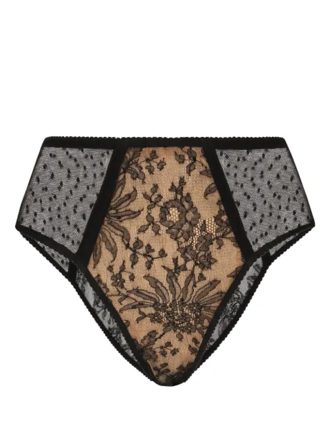 Dolce & Gabbana high-waisted plumetis lace panties Black O2C71TONO24