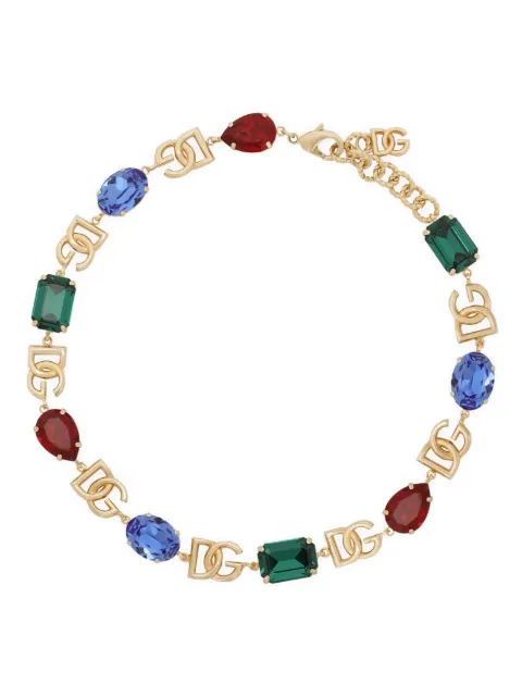Dolce & Gabbana logo-plaque crystal-embellished necklace Gold WNP6S3W1111