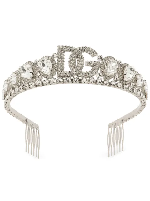 Dolce & Gabbana crystal-embellished tiara headband Silver WHP6S1W1111