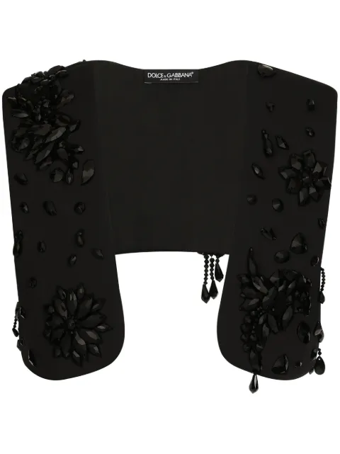 Dolce & Gabbana crystal-embellished crop waistcoat Black G710EZHUMD6