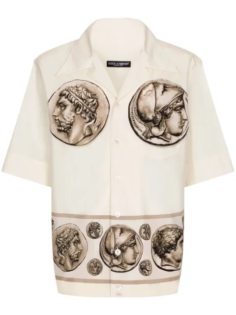 Dolce & Gabbana coin-print cotton shirt White G5LC9TFI5GR