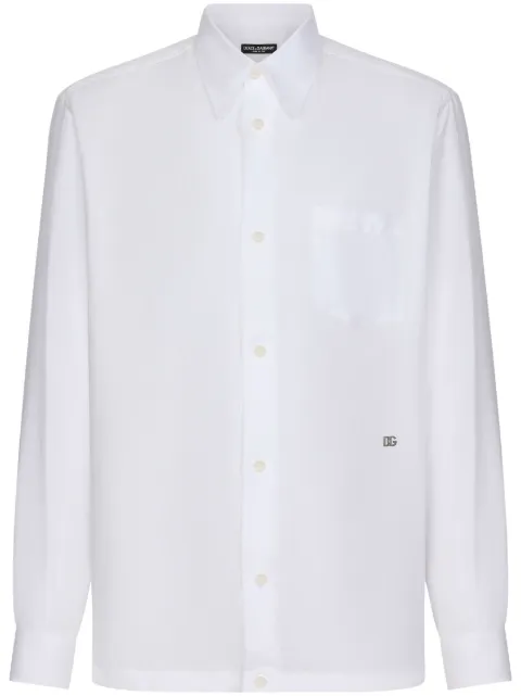 Dolce & Gabbana long-sleeved button-up linen shirt White G5KJ0TGG866