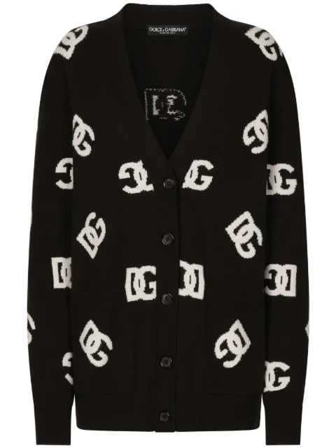 Dolce & Gabbana DG monogram virgin wool cardigan Brown FXM24TJCVO8