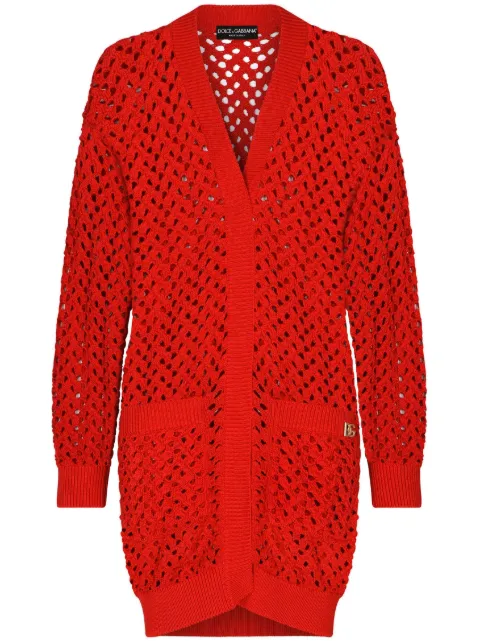 Dolce & Gabbana open-knit cotton cardigan Red FXL55TJBCAL