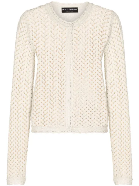 Dolce & Gabbana crochet-knit cardigan Neutrals FXL49TJFMO5