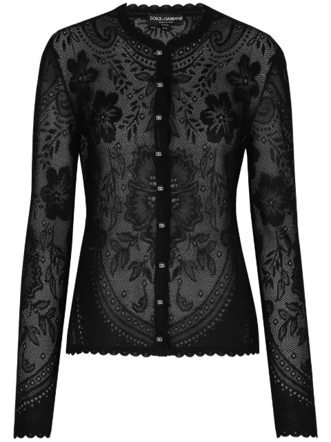 Dolce & Gabbana floral-lace button-up cardigan Black FXD26TJBMQ6