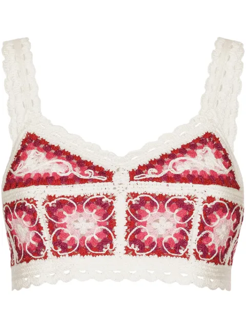 Dolce & Gabbana crochet-knit panelled cropped top Pink FX381ZJBCAV