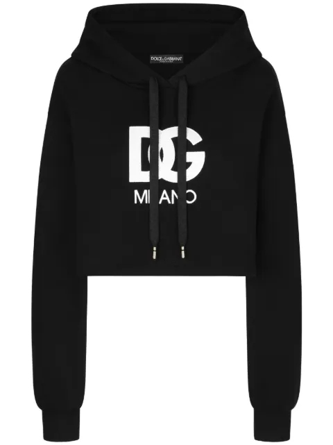 Dolce & Gabbana logo-patch cotton hoodie Black F9R32ZGDBZ0N0000