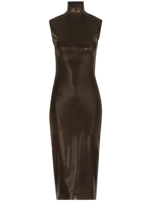 Dolce & Gabbana coated high-neck midi dress Brown F6COCTFURMV