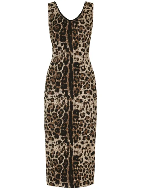 Dolce & Gabbana leopard-print sleeveless dress Brown F6AWETFJGAS