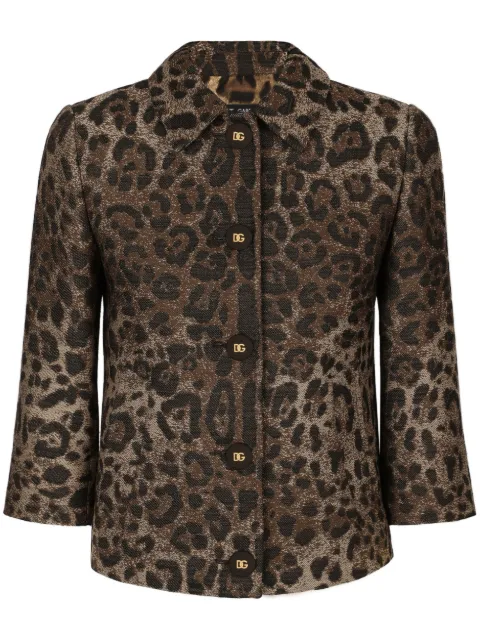 Dolce & Gabbana leopard-patterned jacquard jacket Brown F26V4TFJ3D9