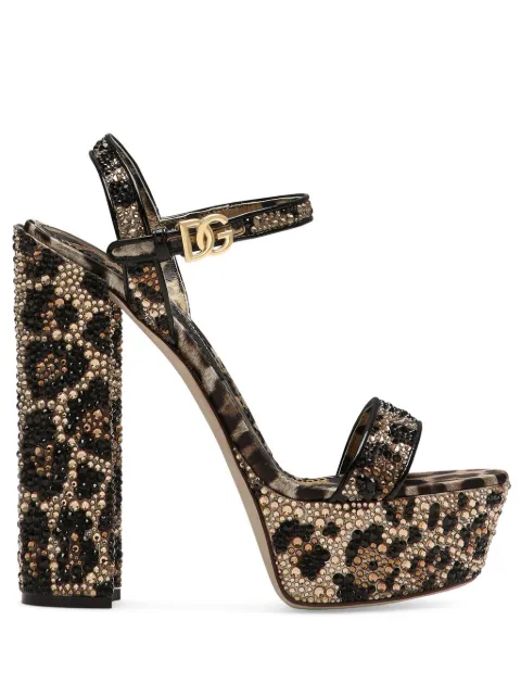Dolce & Gabbana satin platform sandals with fusible rhinestones Brown CR1575AO192