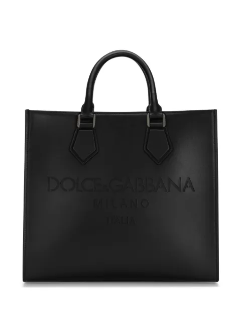 Dolce & Gabbana logo-debossed leather tote bag Black BM2272AS738