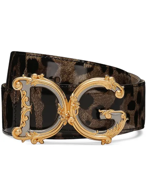 Dolce & Gabbana logo-plaque leopard-print belt Brown BE1517AM568HA93M