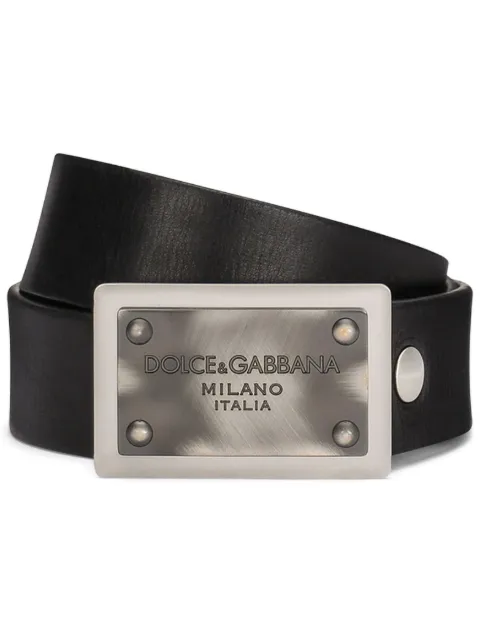 Dolce & Gabbana logo-buckle leather belt Black BC4825AO744