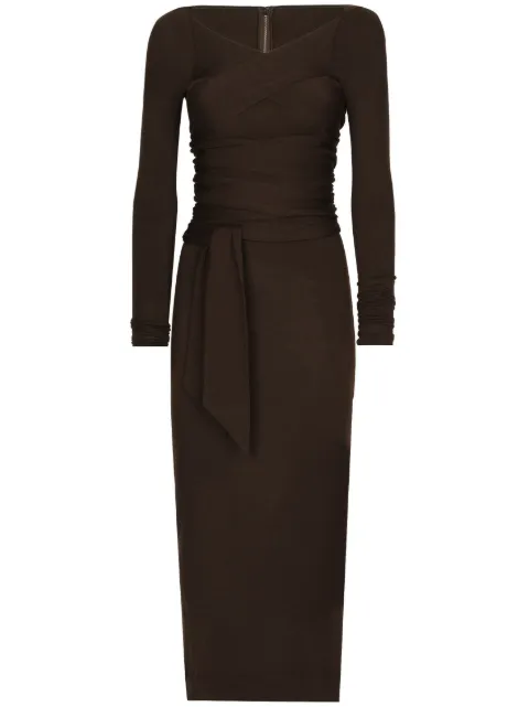 Dolce & Gabbana wraparound wool midi dress Brown F6COETFUGRH