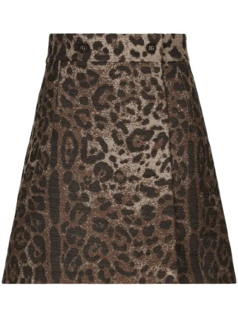 Dolce & Gabbana leopard-print high-waisted mini skirt Brown F4CO4TFJ3D9