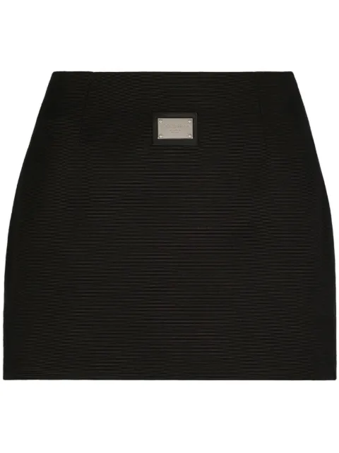 Dolce & Gabbana logo-plaque high-waisted mini skirt Black F4CLKTFU8BM