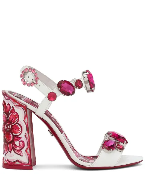 Dolce & Gabbana Majolica-print embellished sandals White CR1354AN196