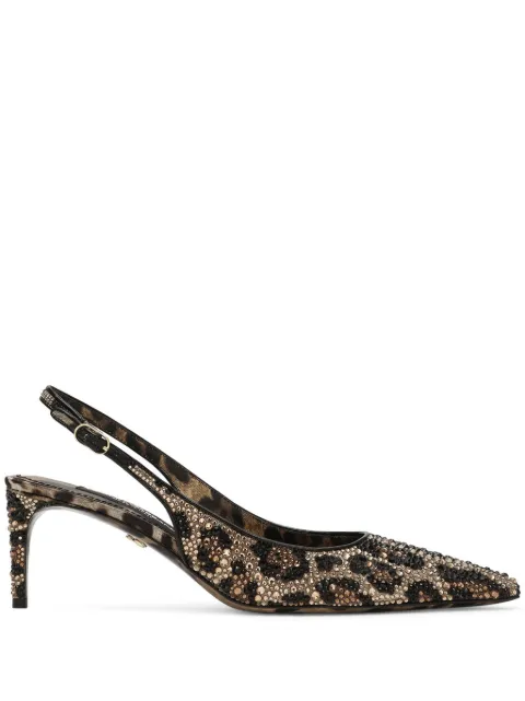 Dolce & Gabbana leopard-print slingback pumps Brown CG0665AO192