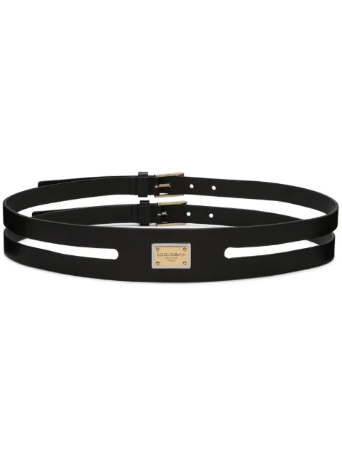 Dolce & Gabbana logo-plaque double-strap belt Black BE4491AX622