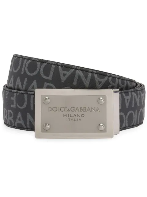 Dolce & Gabbana logo-plaque jacquard belt Black BC4824AJ705