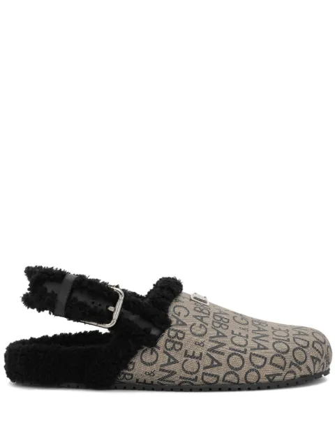 Dolce & Gabbana faux fur-trim coated jacquard mules Neutrals A80403AO130