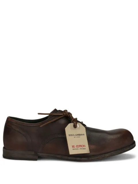 Dolce & Gabbana logo-tag leather derby shoes Brown A10796AO019