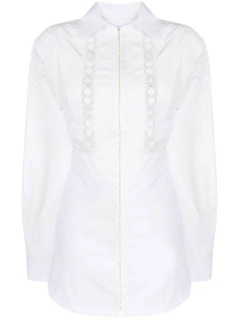 Marine Serre Household linen lace-trim shirtdress White D182SS23WUWOTCO0006