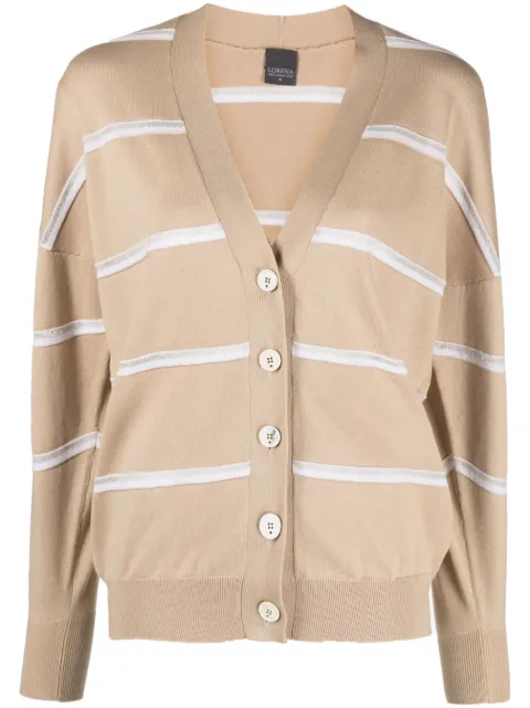 Lorena Antoniazzi striped knitted cardigan Neutrals P23120CM07C2224
