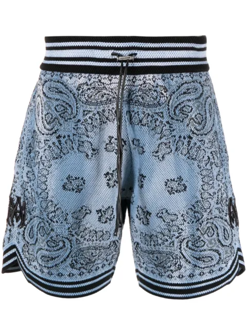 AMIRI paisley-print embroidered-logo deck shorts Blue SS23MKB004