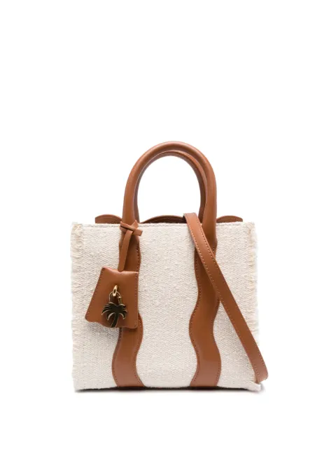 Palm Angels mini Palm Beach frayed-trim tote bag Neutrals PWNA051S23FAB0030360