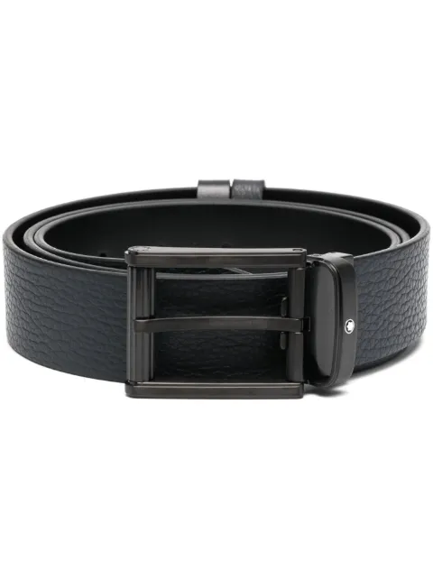 Montblanc pebble-leather buckle belt Blue 131188