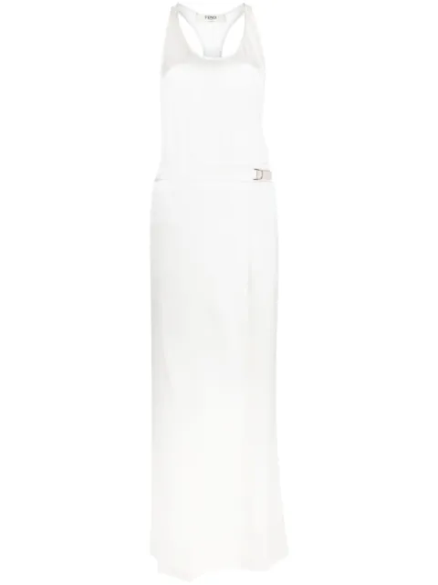 FENDI sleeveless silk satin jumpsuit White FDC670ANQZ