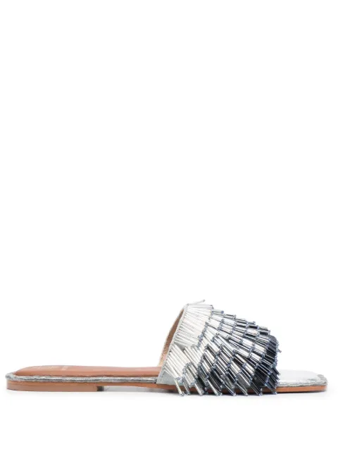 DE SIENA SHOES 15mm beaded slip-on sandals Silver 10723