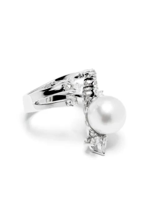 Yeprem 18kt white gold diamond and pearl ring Silver RI2989