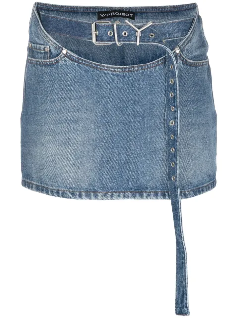 Y/Project belted denim miniskirt Blue WSKIRT76S24