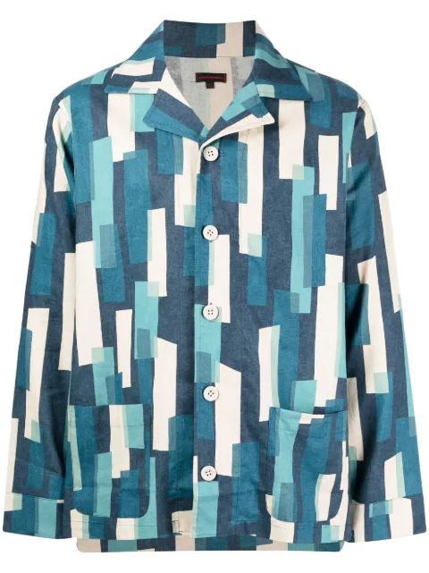 CLOT geometric-print button-up shirt Blue CLSH23S20011