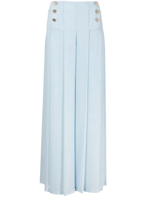 Edward Achour Paris button-detailed wide leg trousers Blue 040927419