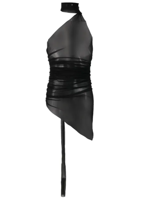 Ludovic de Saint Sernin sheer asymmetric halterneck top Black LDSSSS23DR09