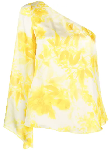 LIU JO one-sleeve floral-print blouse Yellow CA3386T2514Q9041